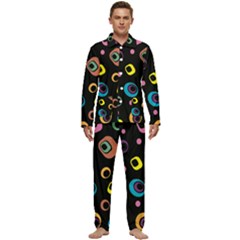 Abstract Background Retro 60s 70s Men s Long Sleeve Velvet Pocket Pajamas Set