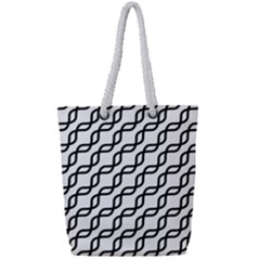 Diagonal Stripe Pattern Full Print Rope Handle Tote (small)