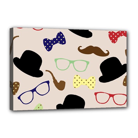 Moustache Hat Bowler Bowler Hat Canvas 18  X 12  (stretched) by Apen