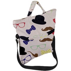 Moustache Hat Bowler Bowler Hat Fold Over Handle Tote Bag