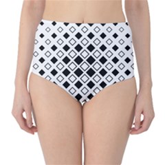 Square Diagonal Pattern Monochrome Classic High-waist Bikini Bottoms