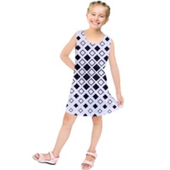Square Diagonal Pattern Monochrome Kids  Tunic Dress by Apen