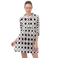 Square Diagonal Pattern Monochrome Mini Skater Shirt Dress by Apen