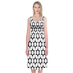 Pattern Star Repeating Black White Midi Sleeveless Dress by Apen