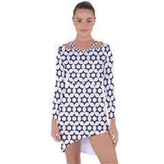 Pattern Star Repeating Black White Asymmetric Cut-out Shift Dress by Apen