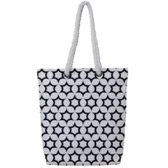 Pattern Star Repeating Black White Full Print Rope Handle Tote (small)