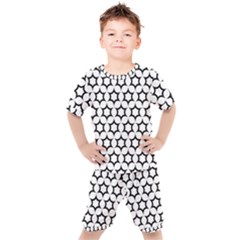 Pattern Star Repeating Black White Kids  T-shirt And Shorts Set