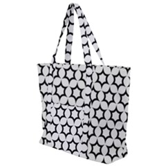 Pattern Star Repeating Black White Zip Up Canvas Bag by Apen