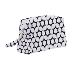 Pattern Star Repeating Black White Wristlet Pouch Bag (medium) by Apen