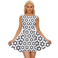 Pattern Star Repeating Black White Sleeveless Button Up Dress by Apen