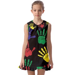 Ellipse Pattern Background Kids  Pilgrim Collar Ruffle Hem Dress