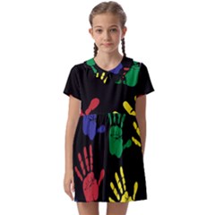 Ellipse Pattern Background Kids  Asymmetric Collar Dress