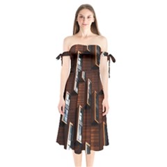 Abstract Architecture Building Business Shoulder Tie Bardot Midi Dress