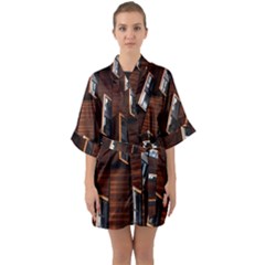 Abstract Architecture Building Business Half Sleeve Satin Kimono  by Amaryn4rt