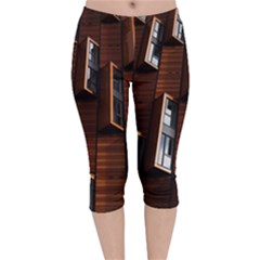 Abstract Architecture Building Business Velvet Capri Leggings 