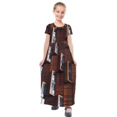 Abstract Architecture Building Business Kids  Short Sleeve Maxi Dress