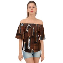 Abstract Architecture Building Business Off Shoulder Short Sleeve Top