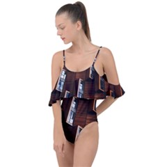 Abstract Architecture Building Business Drape Piece Swimsuit