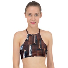 Abstract Architecture Building Business Halter Bikini Top