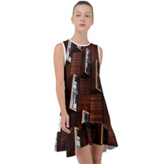 Abstract Architecture Building Business Frill Swing Dress