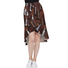 Abstract Architecture Building Business Frill Hi Low Chiffon Skirt