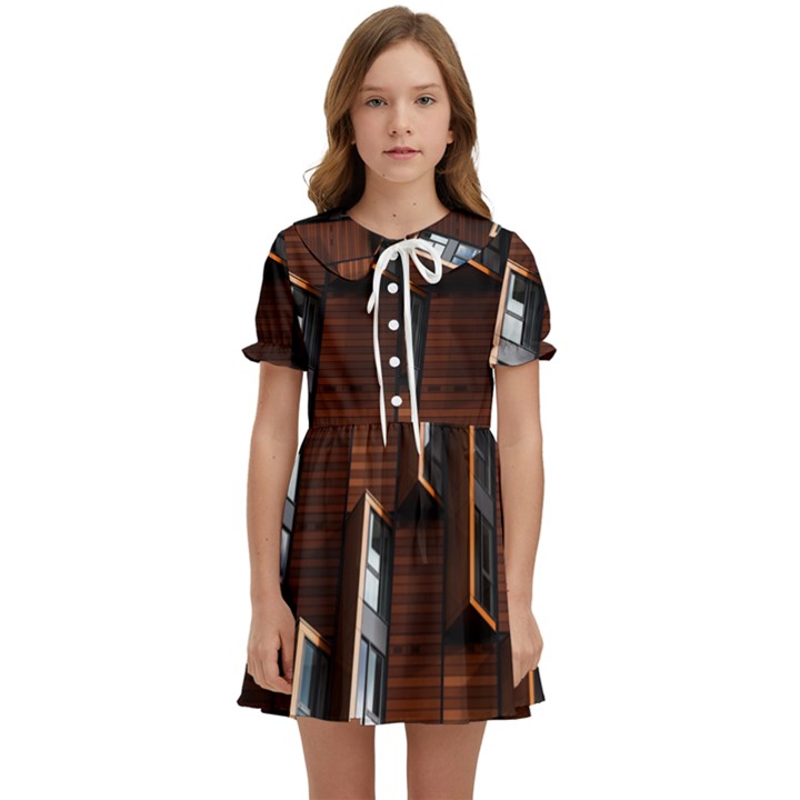 Abstract Architecture Building Business Kids  Sweet Collar Dress
