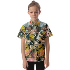 Art Graffiti Abstract Vintage Lines Kids  Short Sleeve Shirt by Amaryn4rt