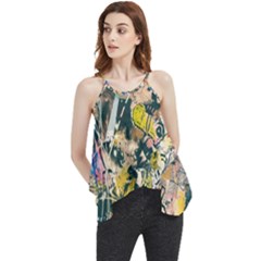 Art Graffiti Abstract Vintage Lines Flowy Camisole Tank Top