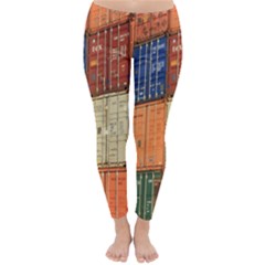 Blue White Orange And Brown Container Van Classic Winter Leggings by Amaryn4rt