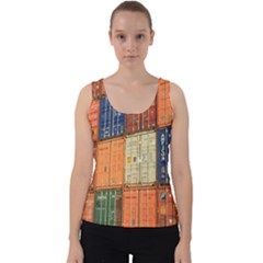 Blue White Orange And Brown Container Van Velvet Tank Top by Amaryn4rt