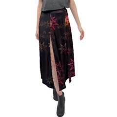 Christmas Background Motif Star Velour Split Maxi Skirt