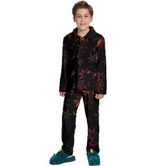 Christmas Background Motif Star Kids  Long Sleeve Velvet Pajamas Set by Amaryn4rt