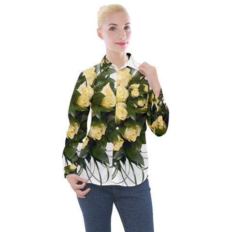 Bouquet Flowers Roses Decoration Women s Long Sleeve Pocket Shirt by Amaryn4rt