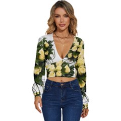 Bouquet Flowers Roses Decoration Long Sleeve Deep-v Velour Top by Amaryn4rt