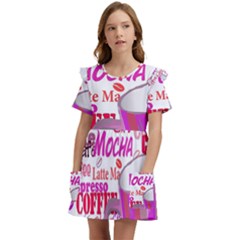 Coffee Cup Lettering Coffee Cup Kids  Frilly Sleeves Pocket Dress by Amaryn4rt