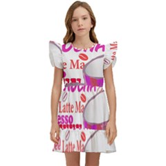 Coffee Cup Lettering Coffee Cup Kids  Winged Sleeve Dress by Amaryn4rt