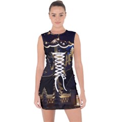 Christmas Advent Candle Arches Lace Up Front Bodycon Dress by Amaryn4rt