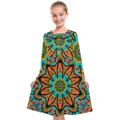Color Abstract Pattern Structure Kids  Midi Sailor Dress by Amaryn4rt