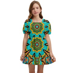 Color Abstract Pattern Structure Kids  Short Sleeve Dolly Dress by Amaryn4rt