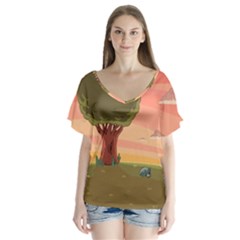 Cartoon Network Adventure Time V-neck Flutter Sleeve Top