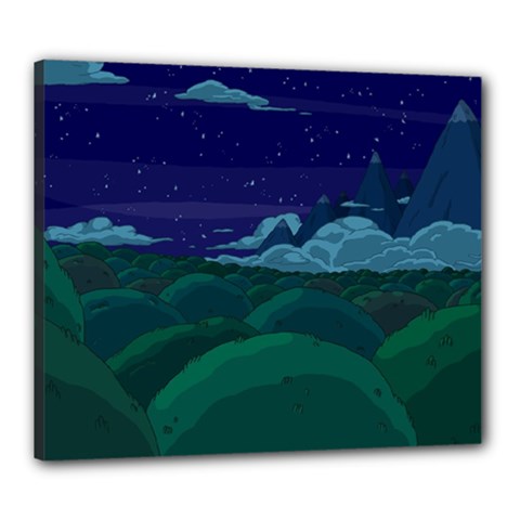 Adventure Time Cartoon Night Green Color Sky Nature Canvas 24  x 20  (Stretched)