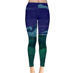 Adventure Time Cartoon Night Green Color Sky Nature Everyday Leggings 