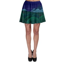 Adventure Time Cartoon Night Green Color Sky Nature Skater Skirt by Sarkoni