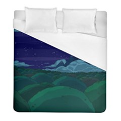 Adventure Time Cartoon Night Green Color Sky Nature Duvet Cover (Full/ Double Size)