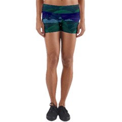 Adventure Time Cartoon Night Green Color Sky Nature Yoga Shorts