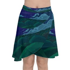 Adventure Time Cartoon Night Green Color Sky Nature Chiffon Wrap Front Skirt