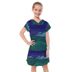 Adventure Time Cartoon Night Green Color Sky Nature Kids  Drop Waist Dress