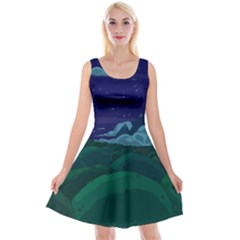 Adventure Time Cartoon Night Green Color Sky Nature Reversible Velvet Sleeveless Dress