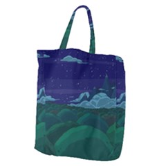 Adventure Time Cartoon Night Green Color Sky Nature Giant Grocery Tote