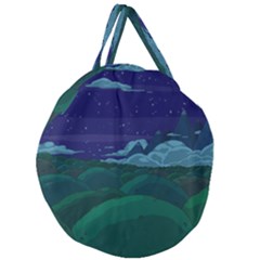 Adventure Time Cartoon Night Green Color Sky Nature Giant Round Zipper Tote